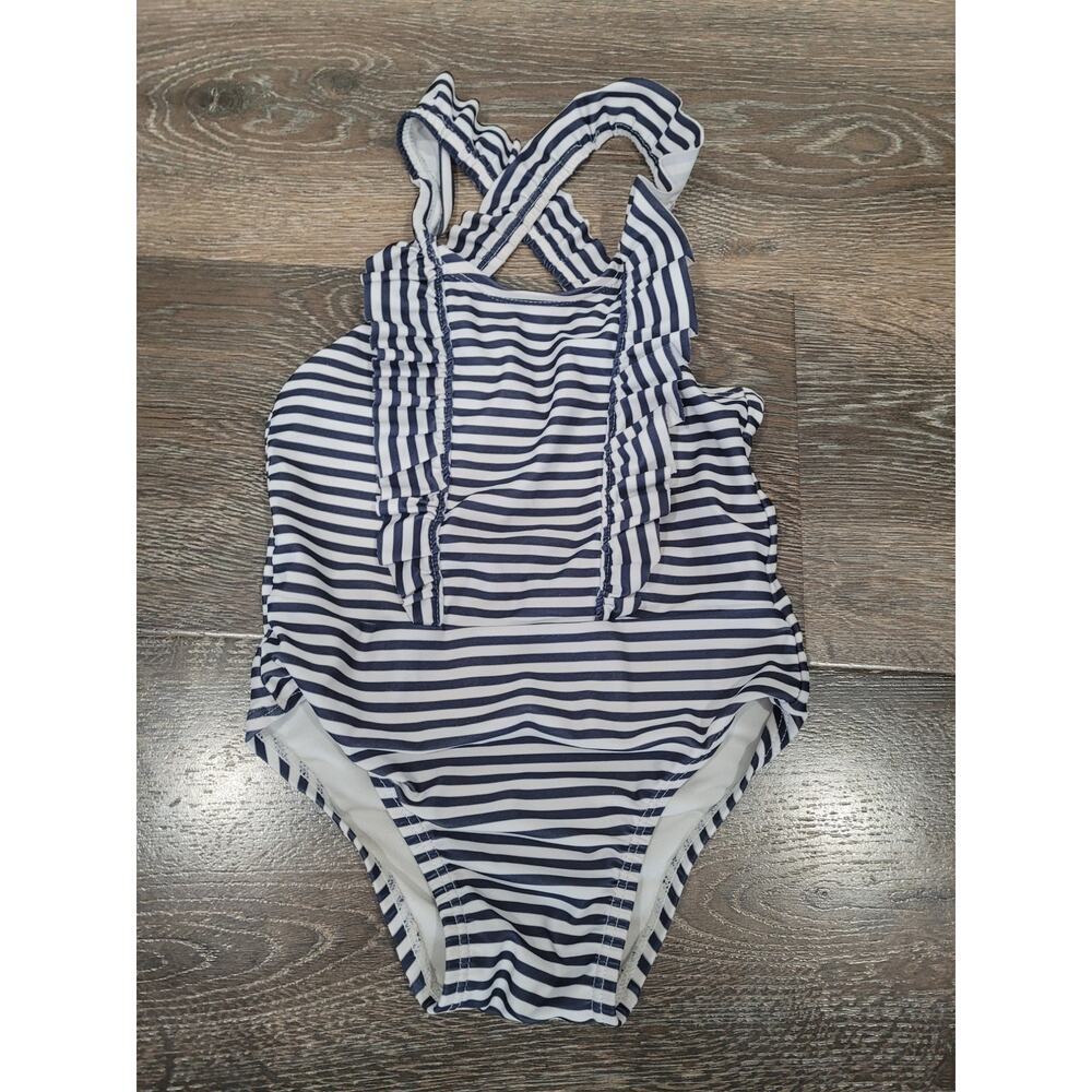 Baby Gap Striped Toddler Girl One Piece Navy Swimsuit size 3 #6